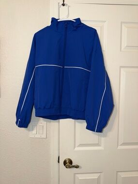 Acta Blue Zip-Up Windbreaker Jacket with White Piping